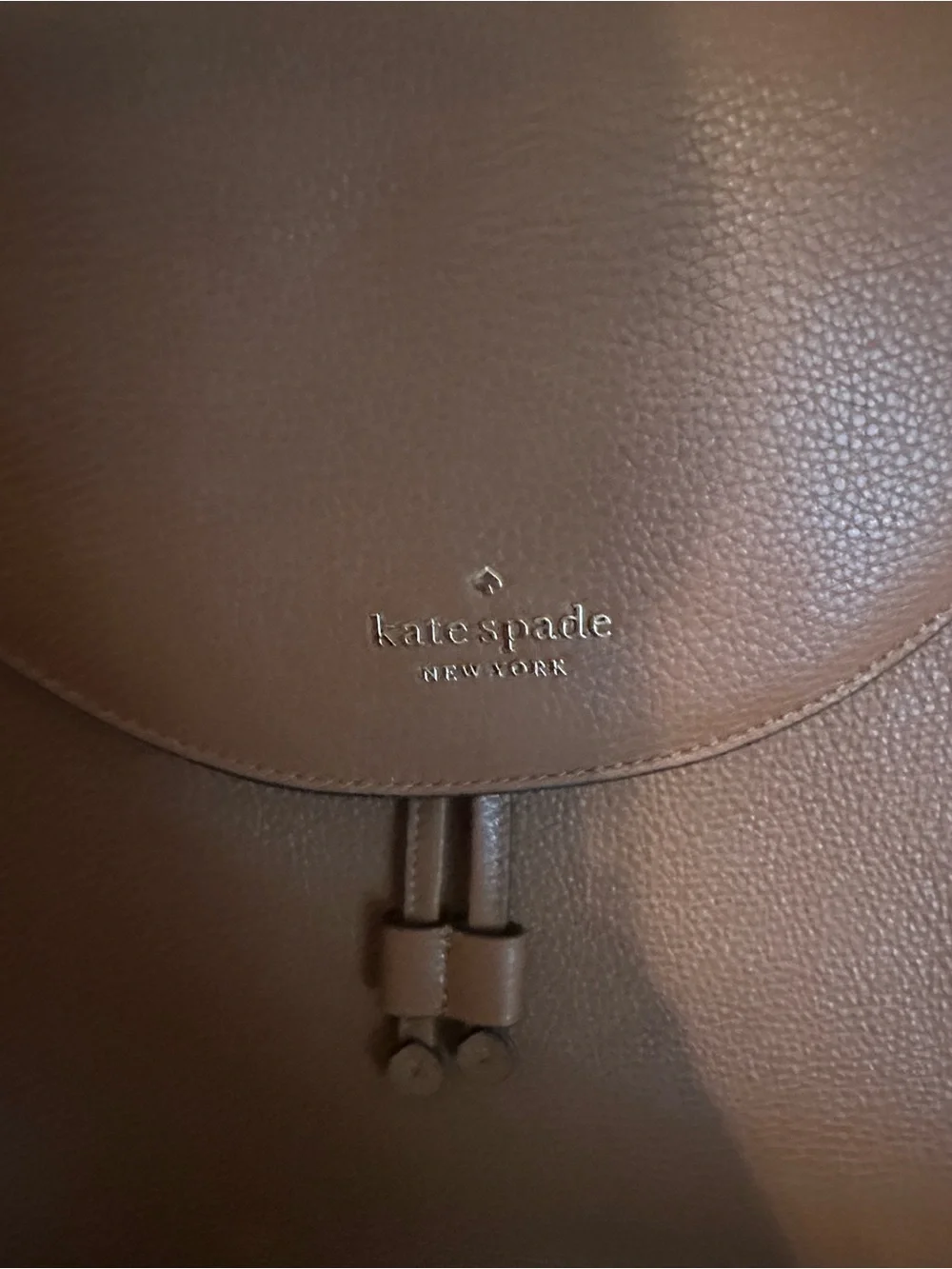 kate spade Tan Pebbled Leather Backpack with Gold Accent